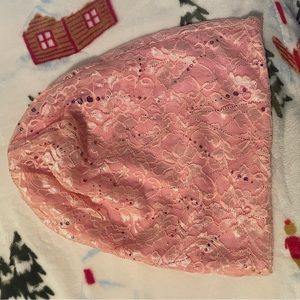 Never worn, lace pink hat